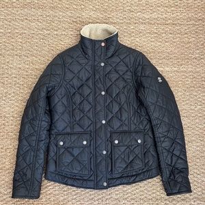 Barbour Navy Women's Quilted Jacket With Fleece Collar, Small